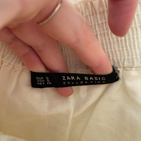 Zara Cream Embroidered Off The Shoulder Dress Sz S - Picture 7 of 9